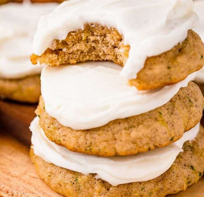 Moist Zucchini Cookies with Cream Cheese Frosting