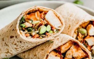 Asian Chicken Wraps {With Thai Peanut Sauce}