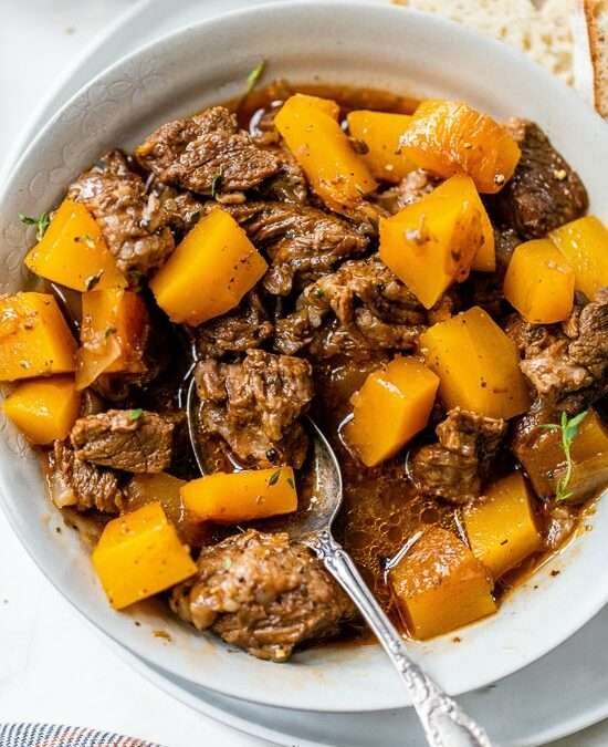 Beef Stew with Pumpkin (or Butternut/Acorn Squash)