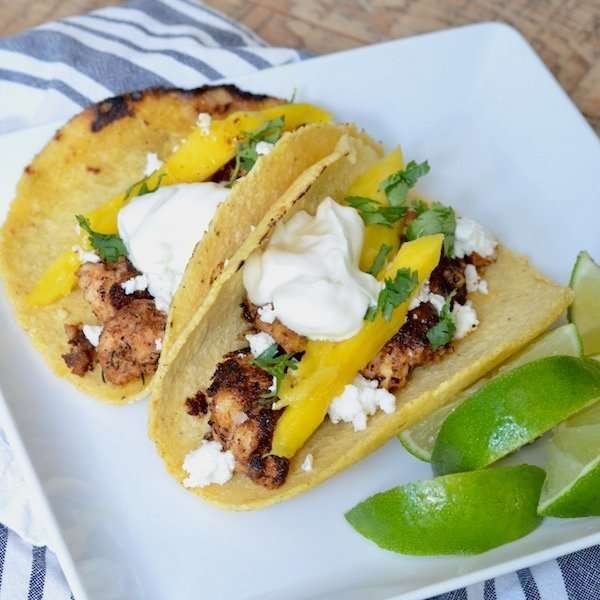 Super Quick Blackened Fish Tacos with Mango
