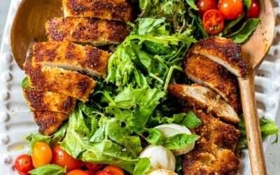 Chicken Cutlet Caprese Salad (Lightly Pan Fried)