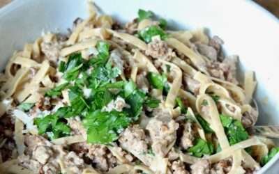 Pasta alla Norcina (sausage + cream sauce)