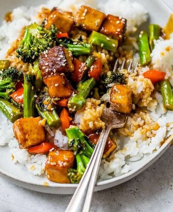 Tofu Stir Fry with Vegetables in a Soy Sesame Sauce