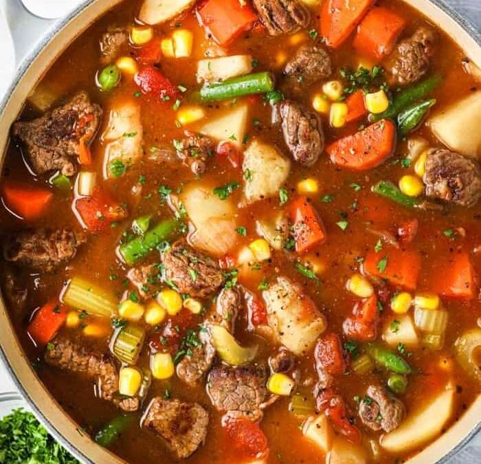 Vegetable Beef Soup (Loaded with Fresh Veggies!)