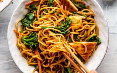 Quick vegan spring onion noodles