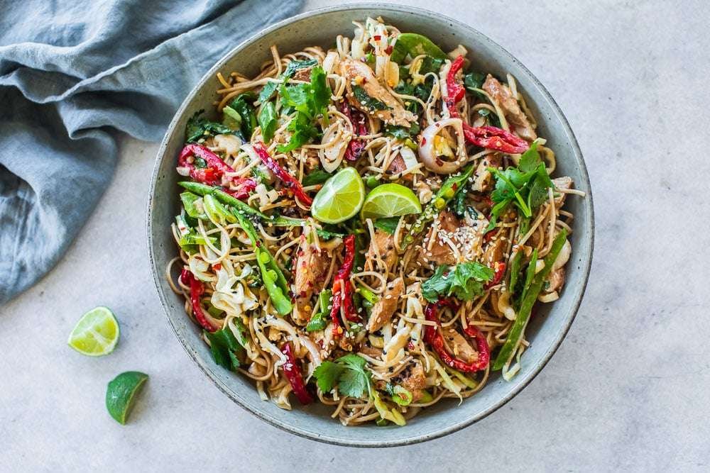 Creamy Thai Chicken Noodle Salad