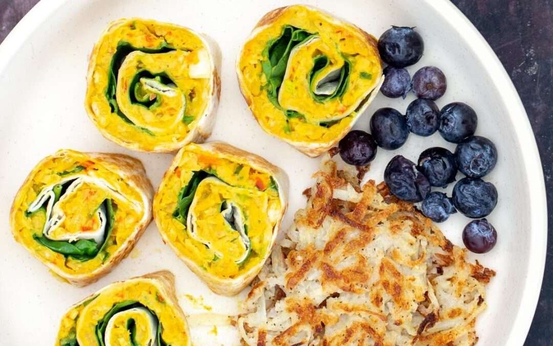 Vegan Chickpea Breakfast Pinwheels with Hash Browns