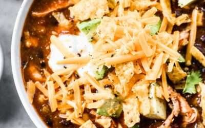 Crockpot Chicken Enchilada Soup {Easy + Low Calorie}