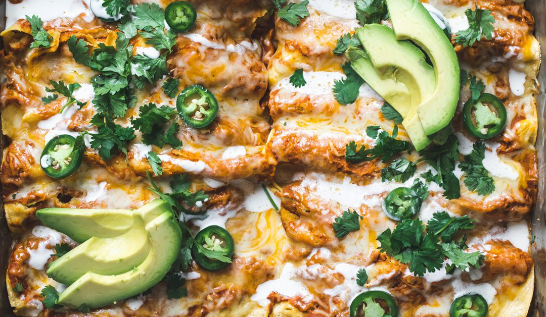 Spicy Black Bean Chicken Pumpkin Enchiladas