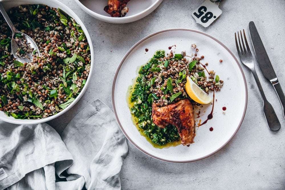 Smoky Chicken Chimichurri Lentil Salad