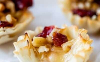 Baked Brie Phyllo Cups with Craisins and Walnuts