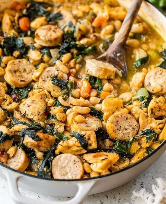 Chicken Cassoulet with Sausage and Swiss Chard