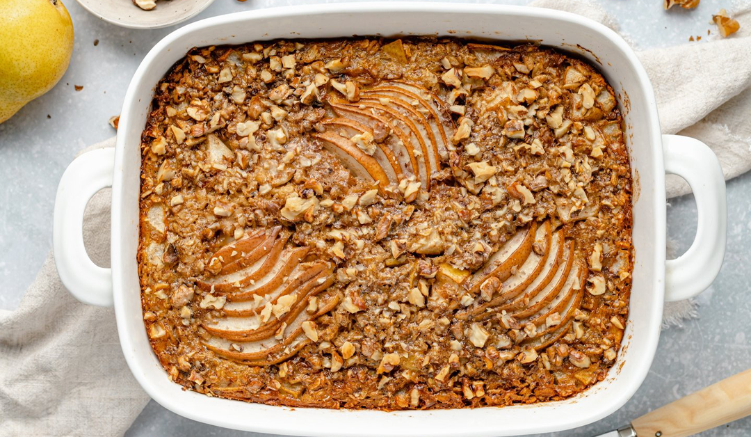 Vanilla Brown Butter Pear Baked Oatmeal