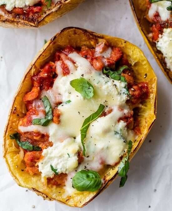 Spaghetti Squash Sausage Lasagna Boat Recipe