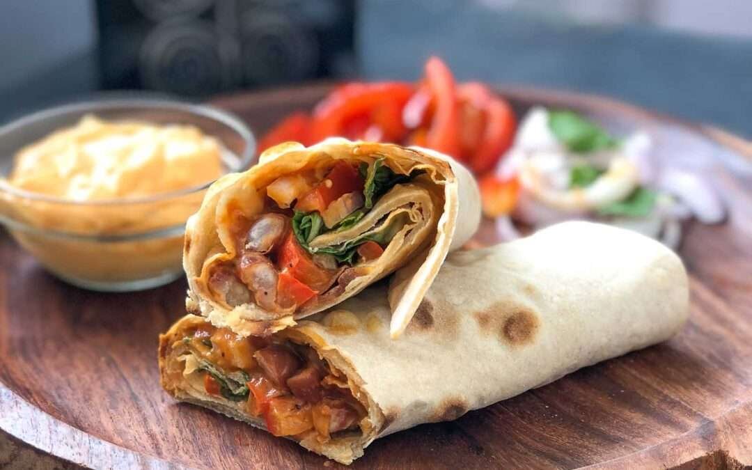 Rajma Wrap Recipe With Carrot Cucumber Sandwich Spread by Archana’s Kitchen