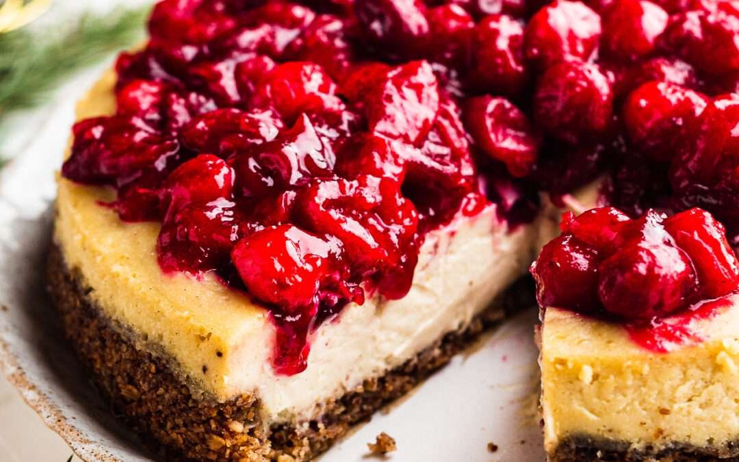 Cranberry baked vegan cheesecake – Lazy Cat Kitchen
