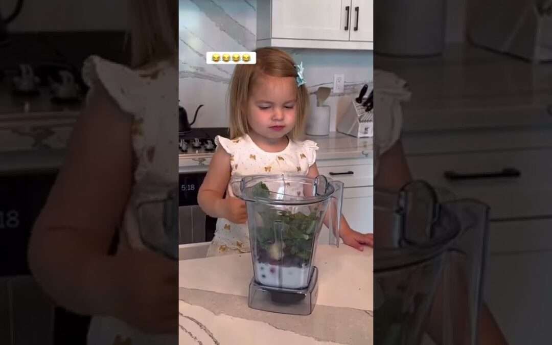 My toddler makes a healthy smoothie!! cute family moments! #shorts