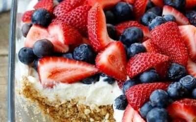 Strawberry and Blueberry Pretzel Salad
