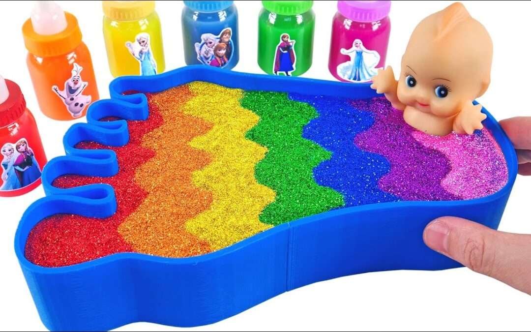 Satisfying Video l Mixing All My Slime Smoothie with Making Rainbow Foot Bathtub ASMR l Sand Crunchy