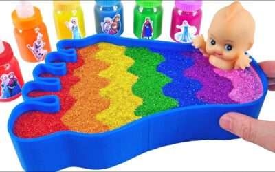 Satisfying Video l Mixing All My Slime Smoothie with Making Rainbow Foot Bathtub ASMR l Sand Crunchy