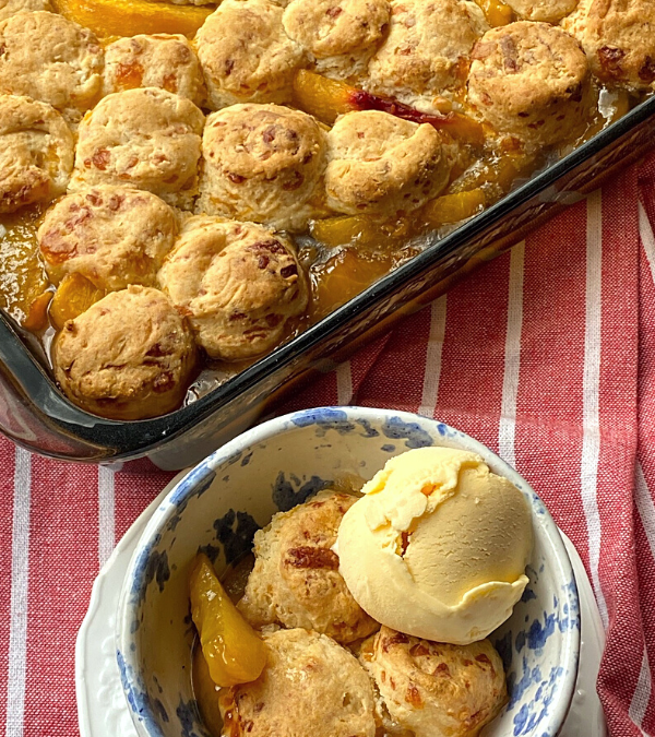 CHEDDAR BISCUIT PEACH COBBLER – The Southern Lady Cooks