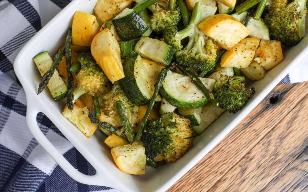 Roasted Broccoli and Asparagus with Summer Squash