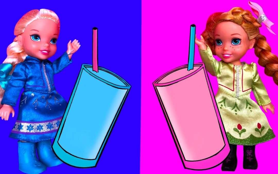 Elsa and Anna toddlers smoothie challenge