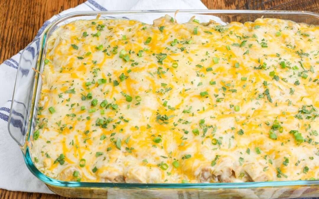 Cheesy Chicken and Refried Bean Enchiladas