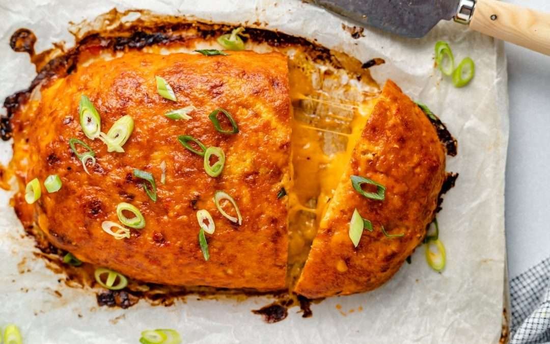 Cheddar-Stuffed Buffalo Chicken Meatloaf | Ambitious Kitchen