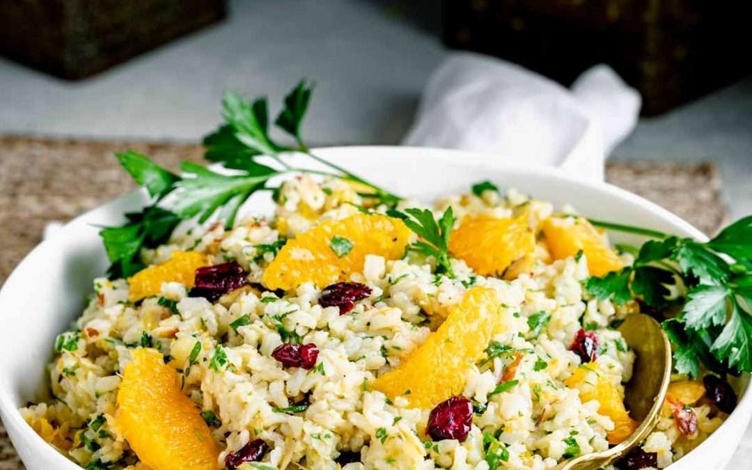Easy Brown Rice Salad with Cranberries and Orange