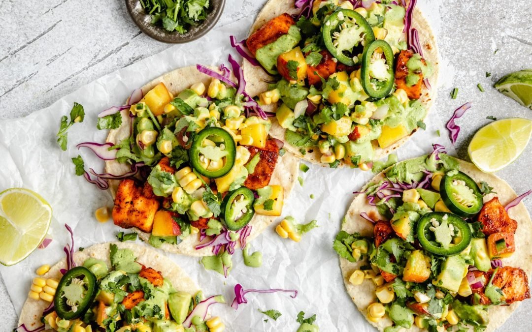 Chipotle Salmon Tacos with Fresh Peach Salsa