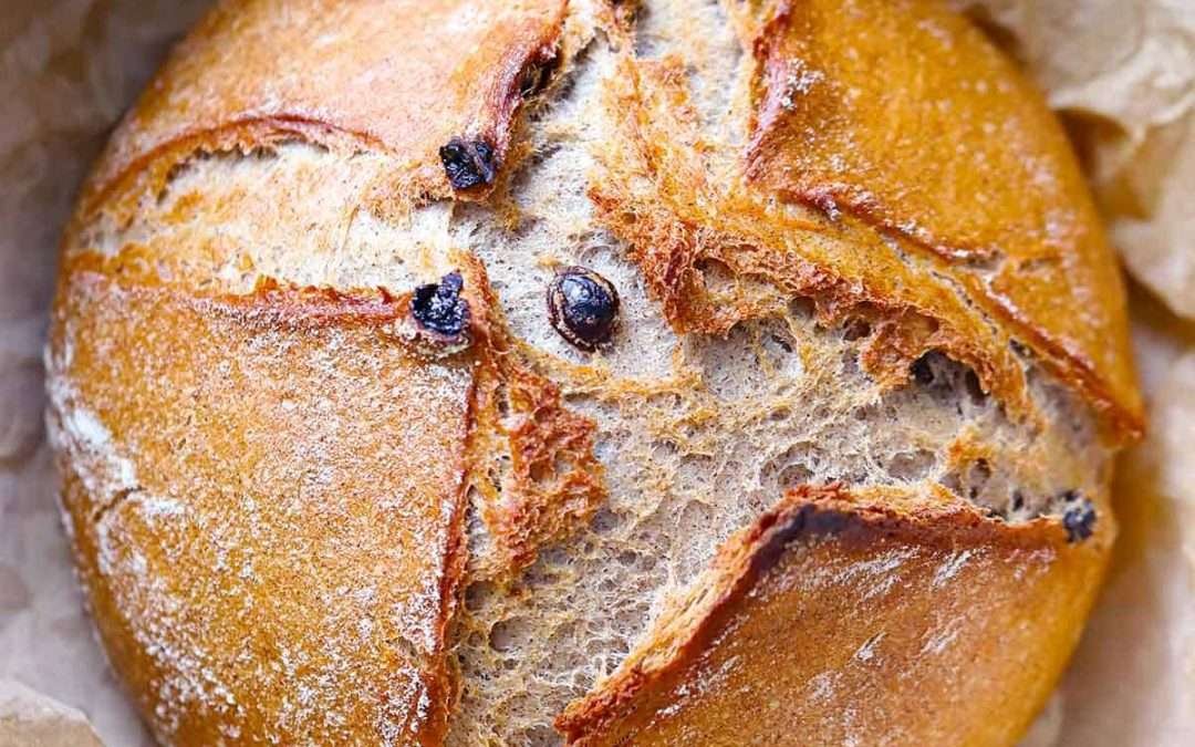 No Knead Cinnamon Raisin Bread (Dutch Oven)