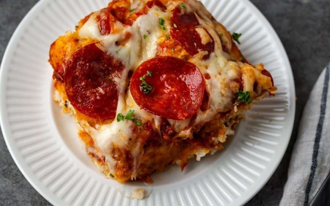 Pizza Casserole | Cookies and Cups