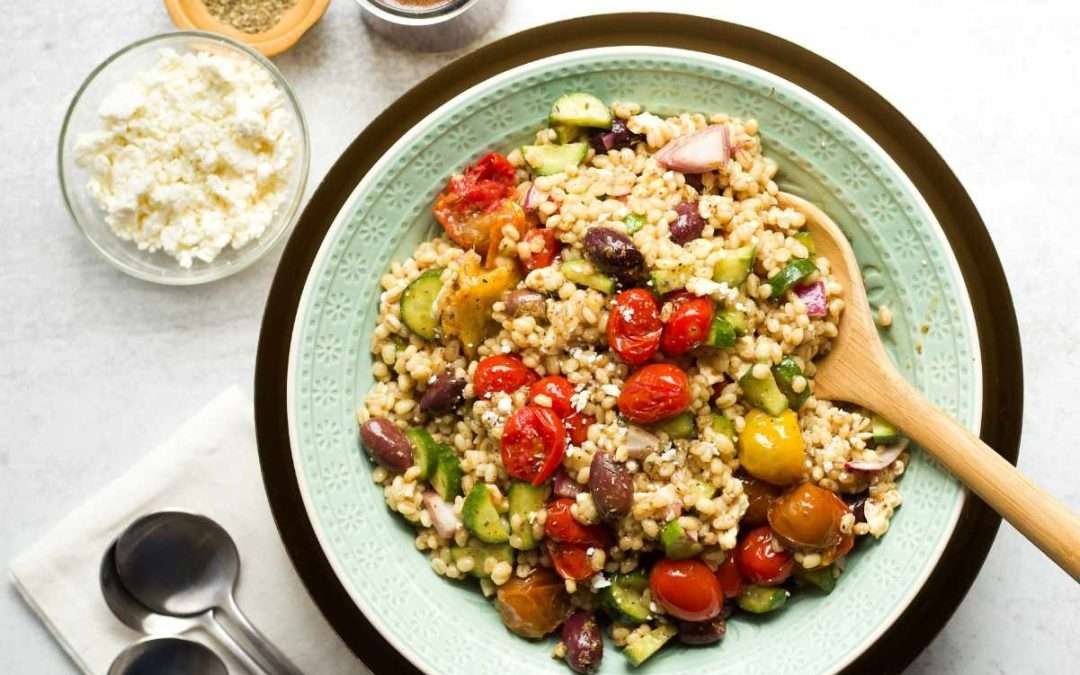 Greek Barley Salad with Pan-Roasted Tomatoes