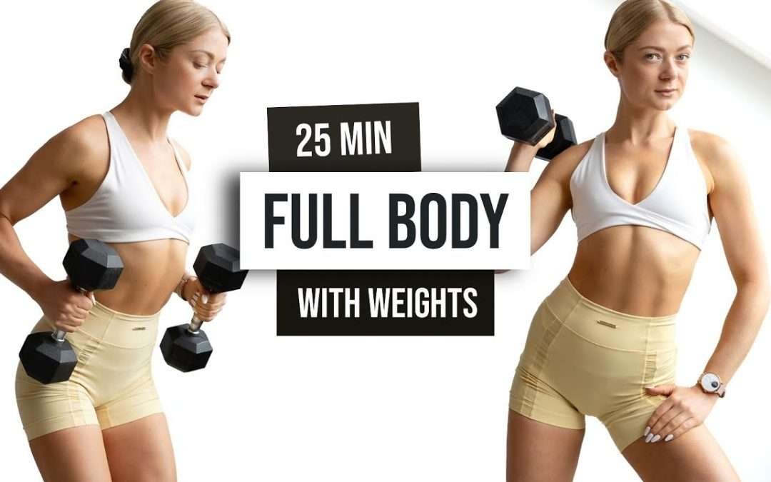 25 MIN INTENSE FULL BODY Dumbbell HIIT Workout – With Weights, No Jumping, No Repeat Home Workout