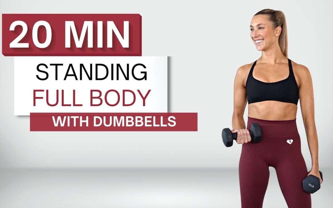 20 min STANDING DUMBBELL WORKOUT | Full Body | No Repeats | Warm Up + Cool Down