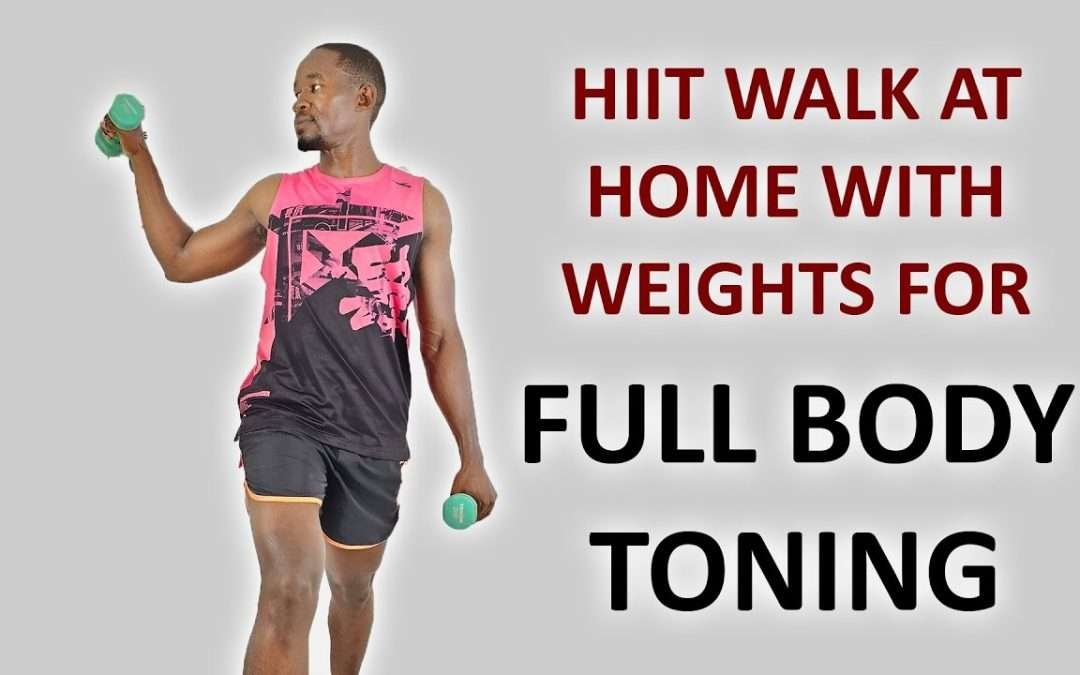 20 Minute HIIT Walk at Home Workout with Weights for Full Body Toning