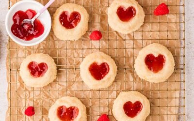 Heart-Shaped Raspberry Thumbprint Cookies (Simple and Buttery)