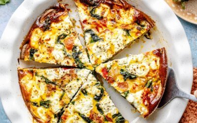 Spinach & Goat Cheese Sweet Potato Crust Quiche (high-protein!)